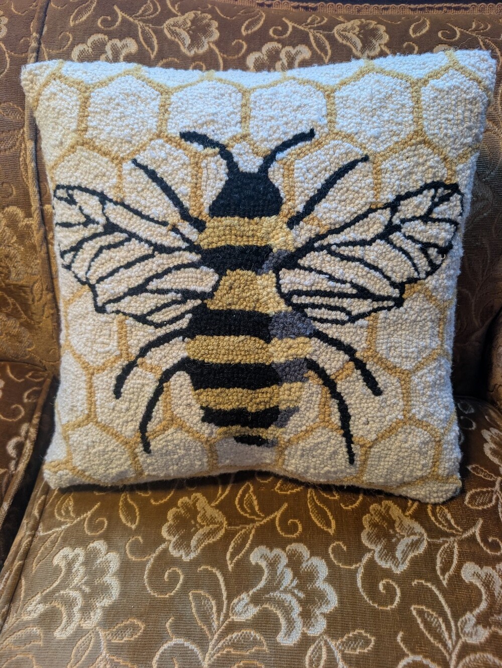 Bee Wool Hooked Decorative Throw Pillow By Makers Collective From Pillow Shoppe